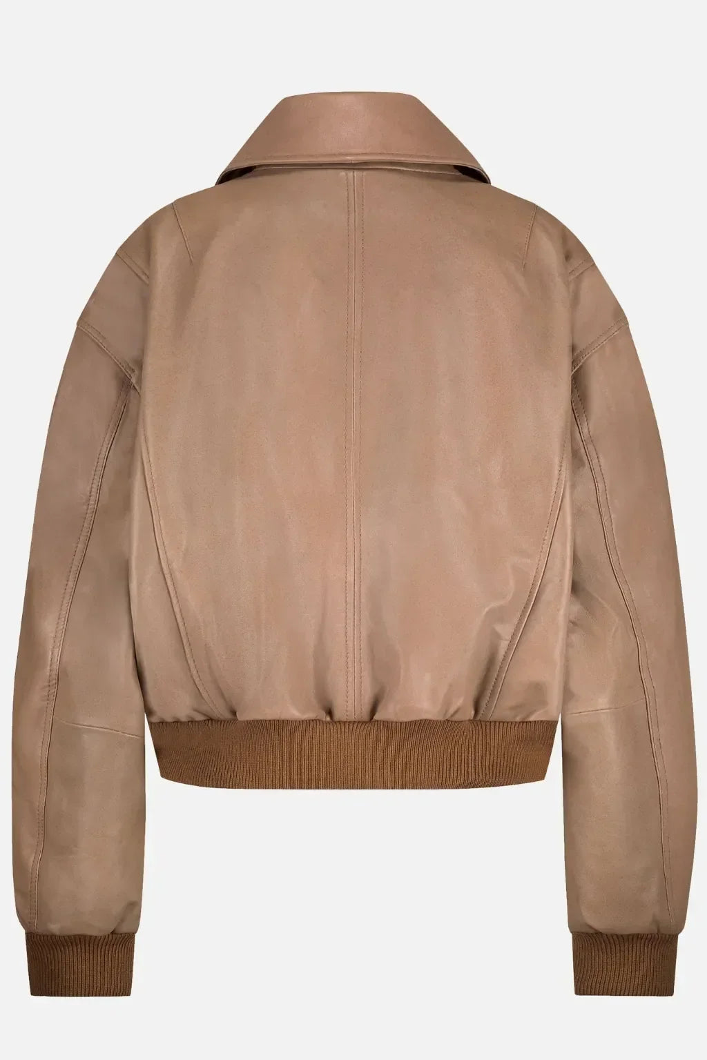 Sowachi Women's Camel Brown Sheepskin Leather Bomber Jacket