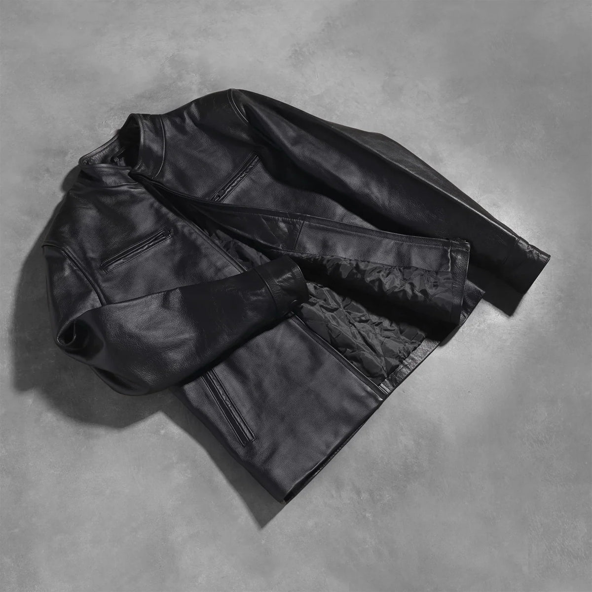 Sowachi Austere Matte Black Leather Biker Jacket