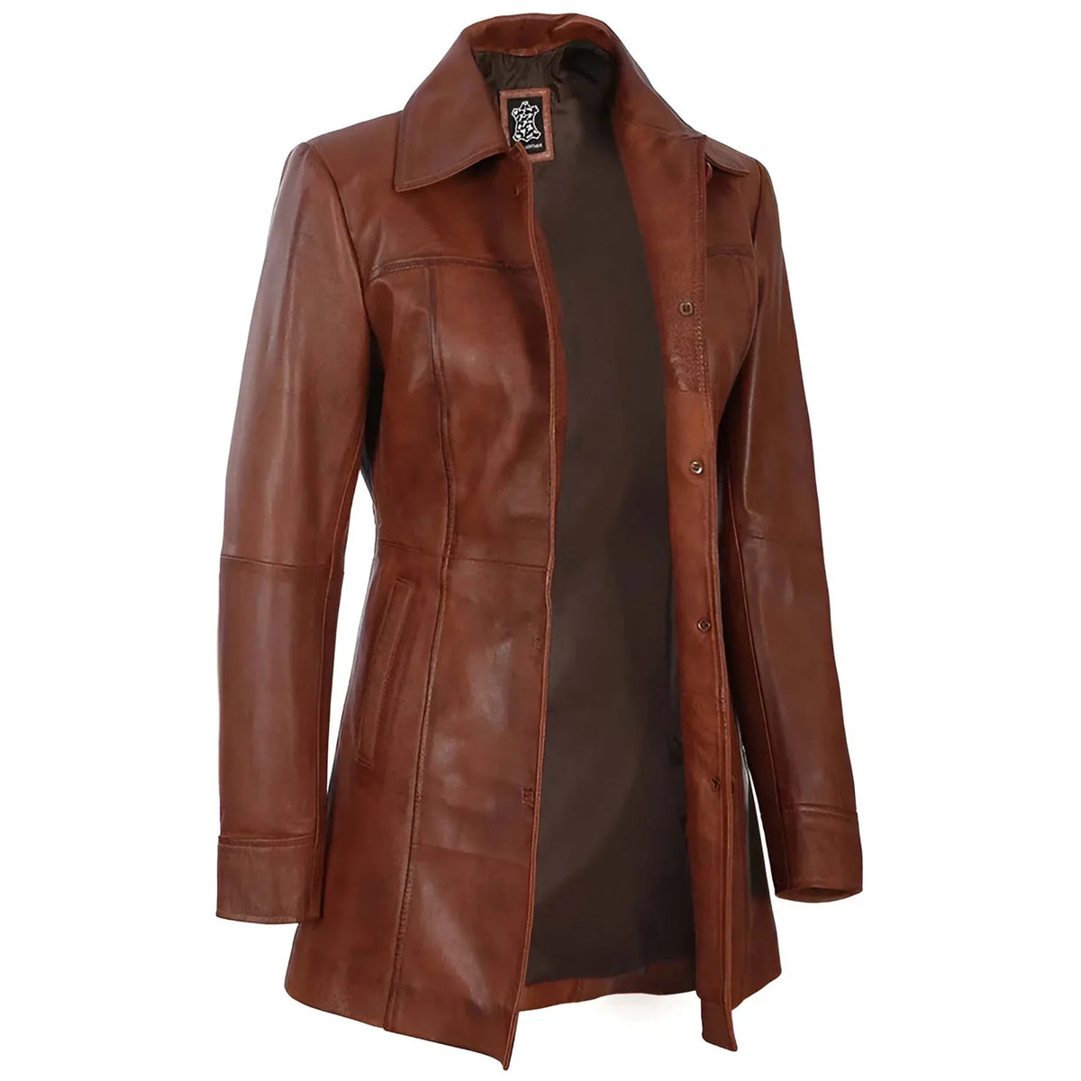 Sowachi Seravelle - Women's Cognac Brown Sheepskin Leather Coat