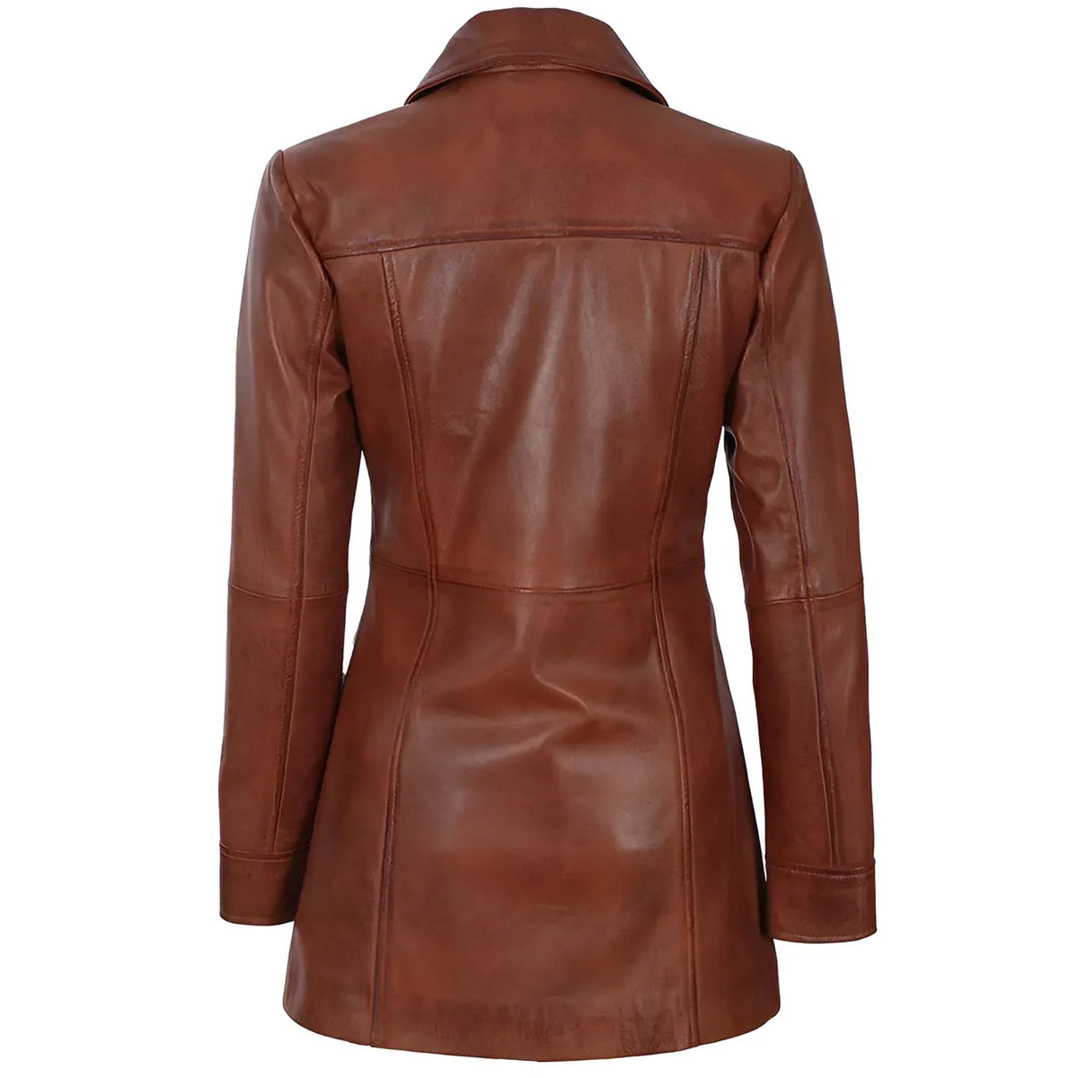Sowachi Seravelle - Women's Cognac Brown Sheepskin Leather Coat