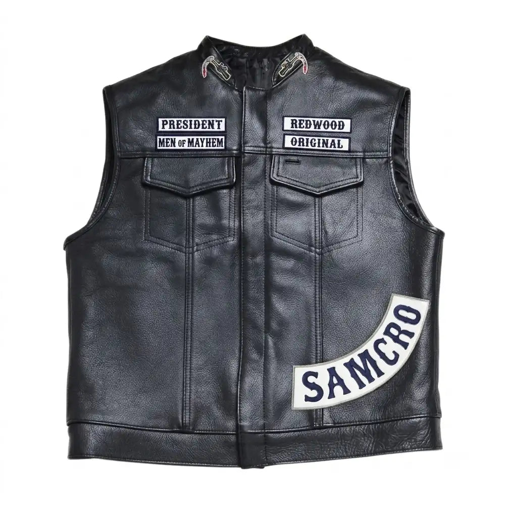 Sowachi Black Leather Vest For Men