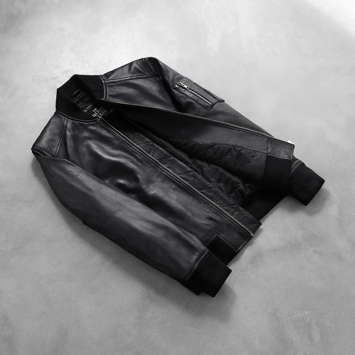 Sowachi Bomia Ma-1 Black Leather Bomber Jacket