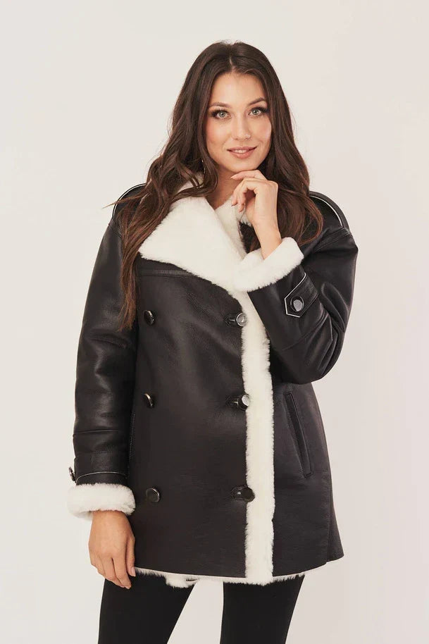 Sowachi  Black Oversized Sheepskin Shearling Jacket