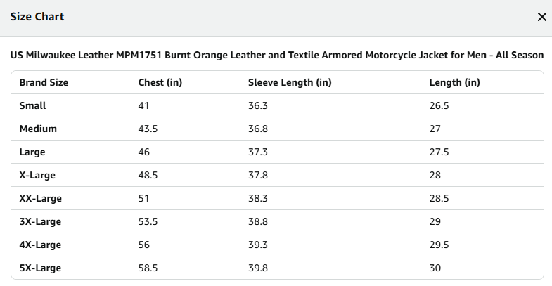 Milwaukee Leather MPM1751 Men's 'Burnt Orange' Leather and Textile Armored Jacket - Large,Black