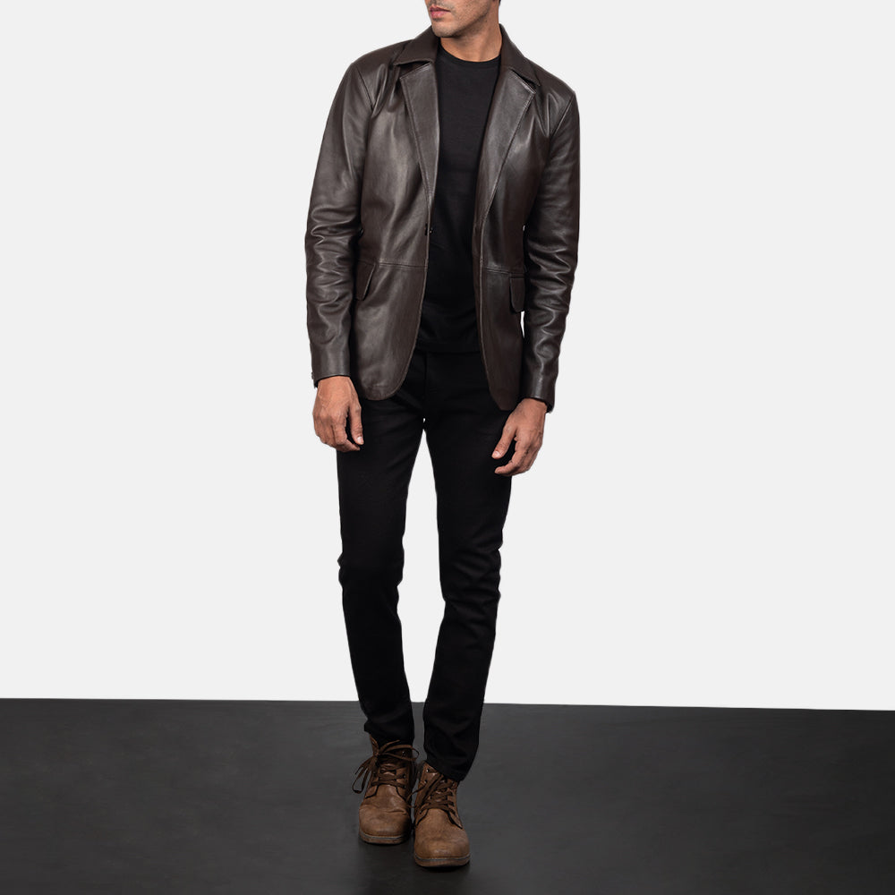 Sowachi Daron Brown Leather Blazer