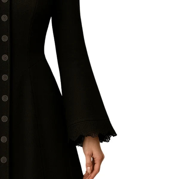 Sowachi Vespera - Women's Long Black Gothic Hooded Maxi Coat
