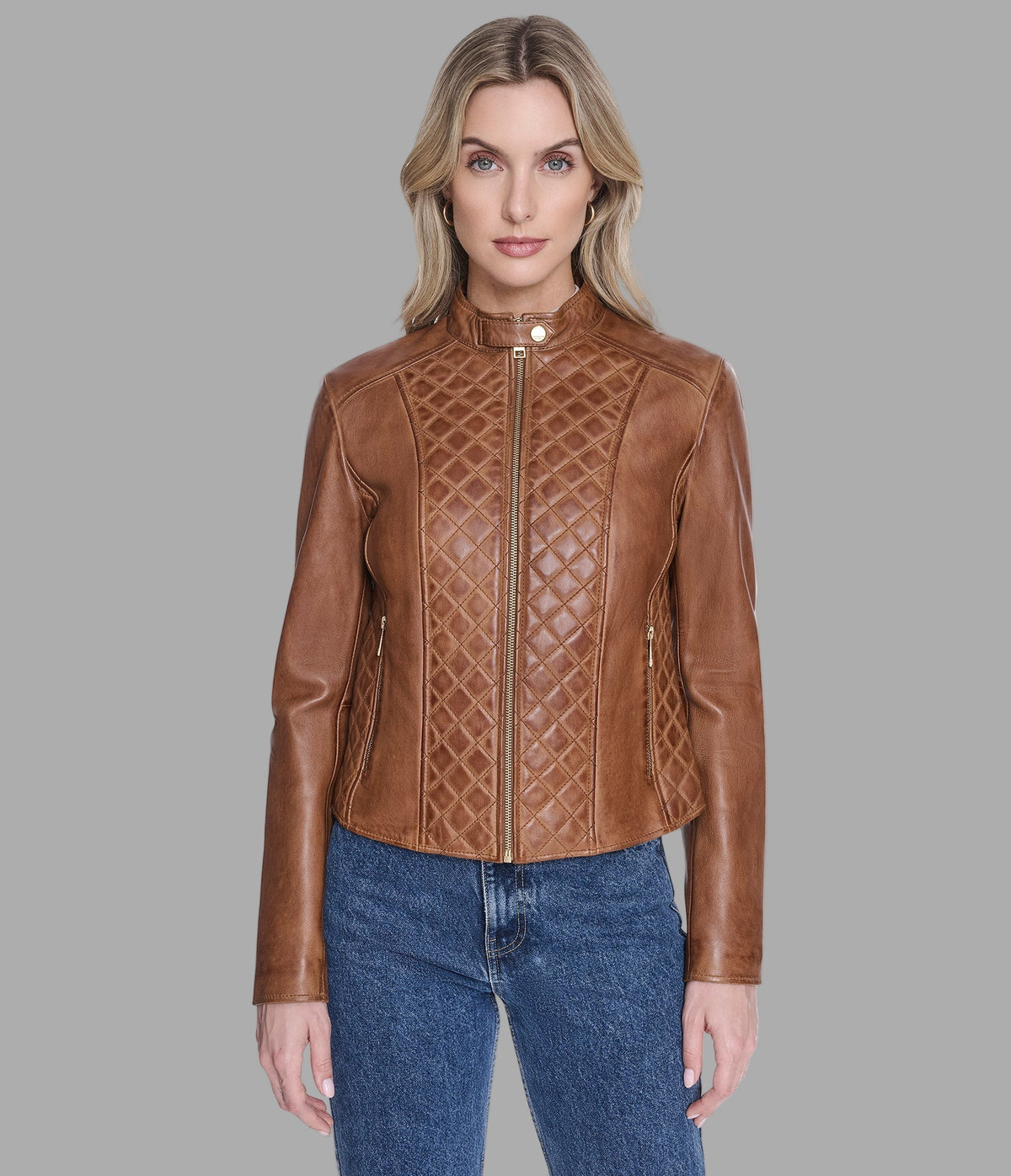 Marlette Quilted Leather Racer Jacket
