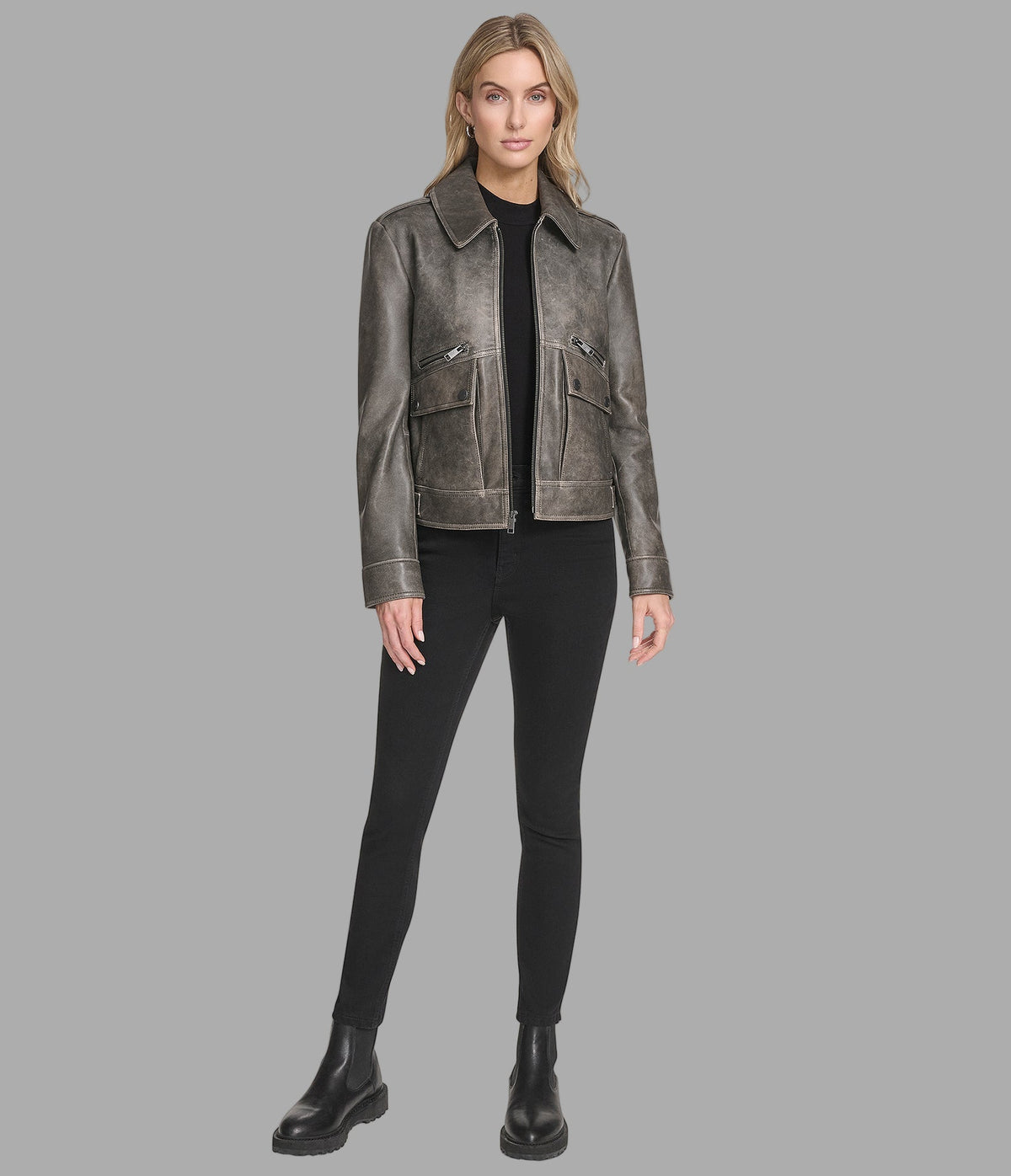 Addis Leather Aviator Jacket