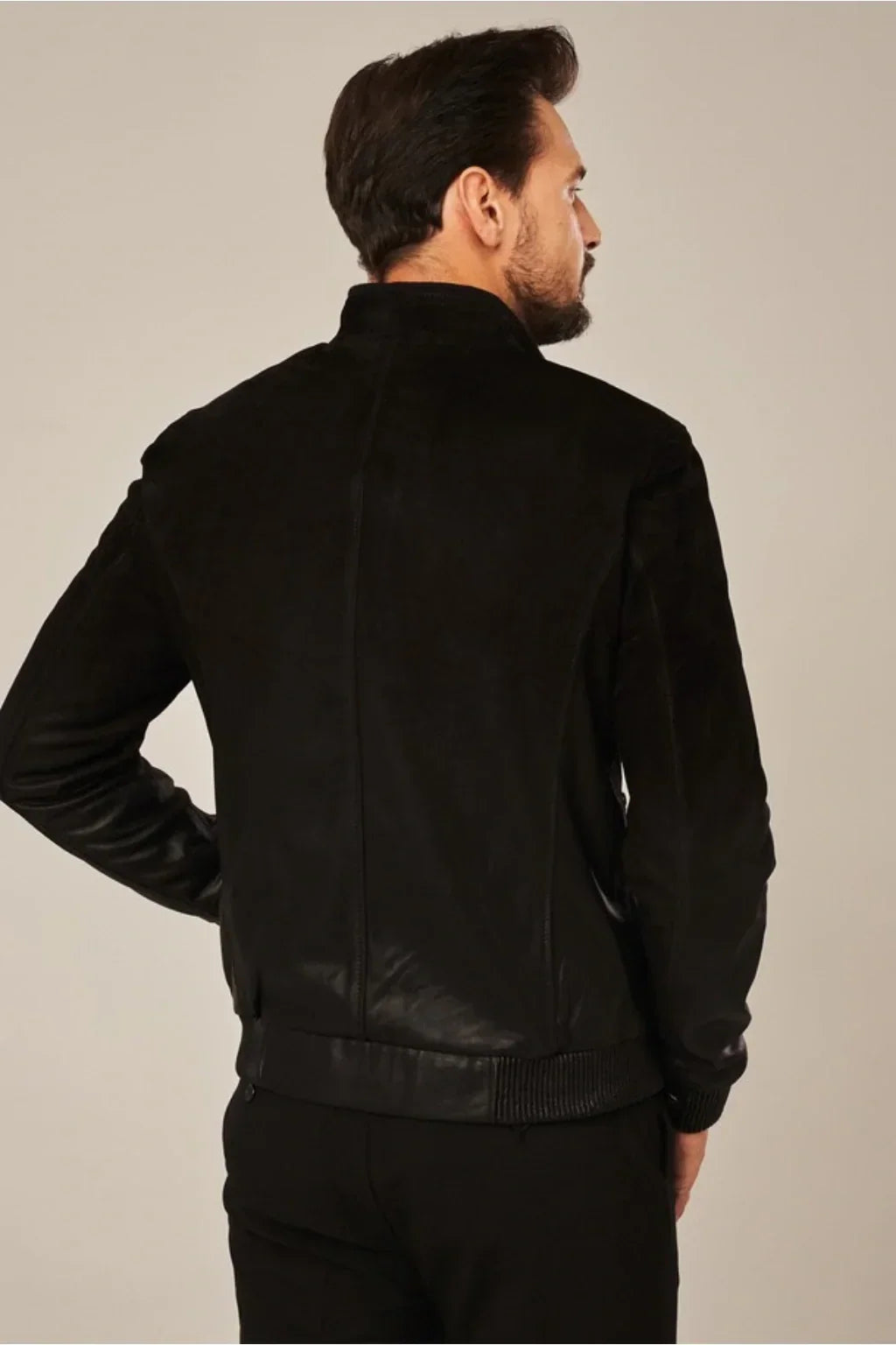 Sowachi Men's Black Rub Off Leather Bomber Jacket