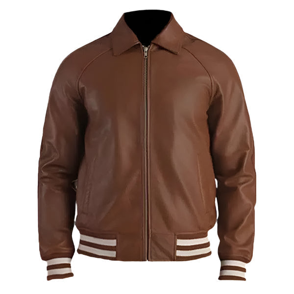 Sowachi Hervan - Men Dark Brown Leather Varsity Jacket