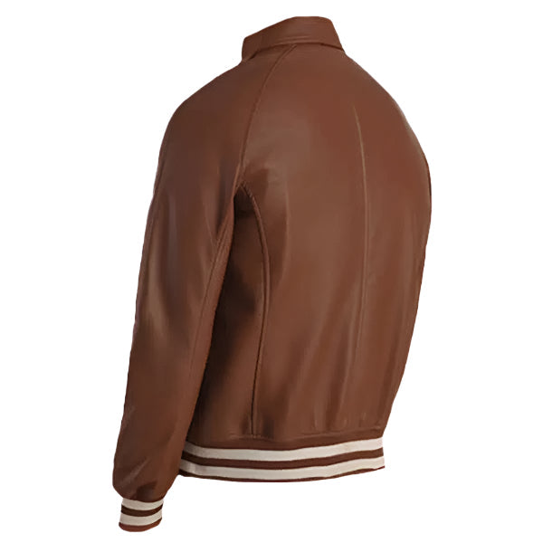 Sowachi Hervan - Men Dark Brown Leather Varsity Jacket