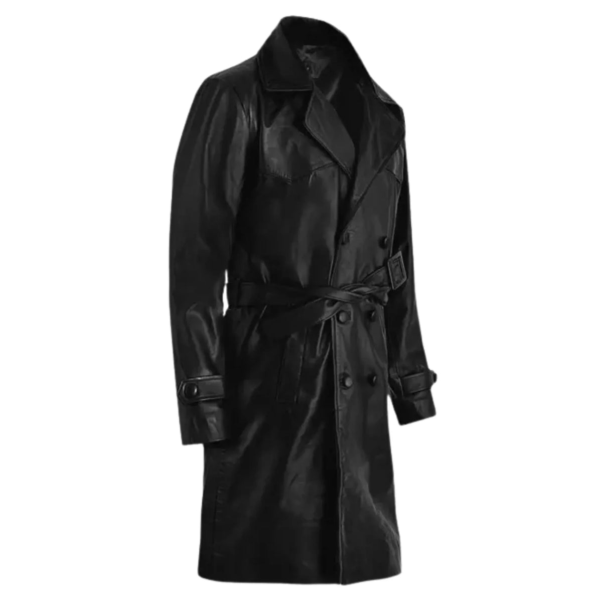 Sowachi Men's 1970's Real Leather Trench Coat