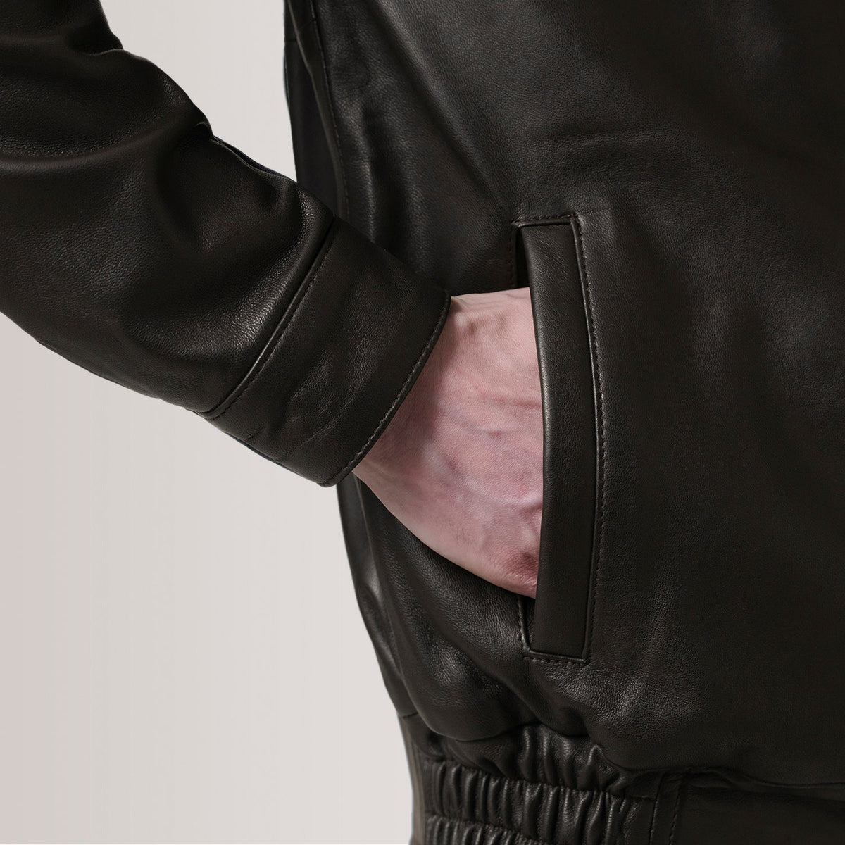 Sowachi Alfred Brown Leather Bomber Jacket