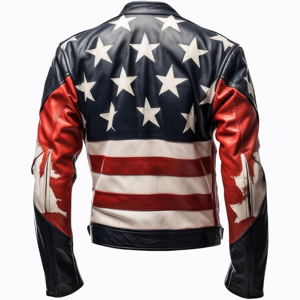Sowachi Men's American Pride Sheepskin Leather Motorcycle Jacket