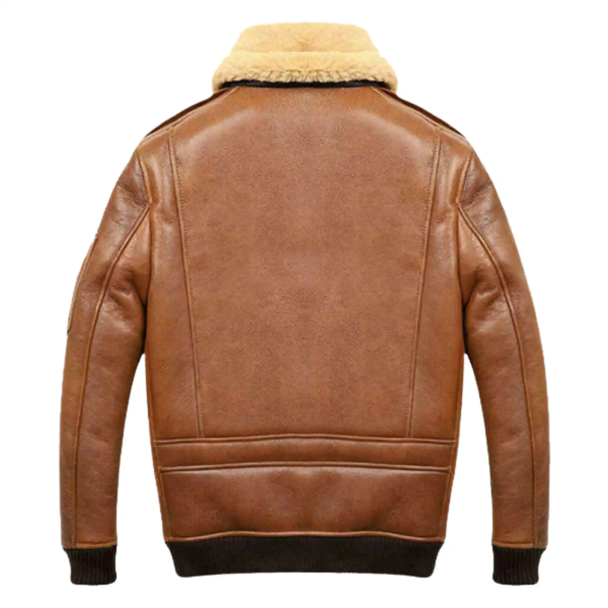 Sowachi Men’s Aviator Camel Brown B2 Fur Shearling Leather Jacket