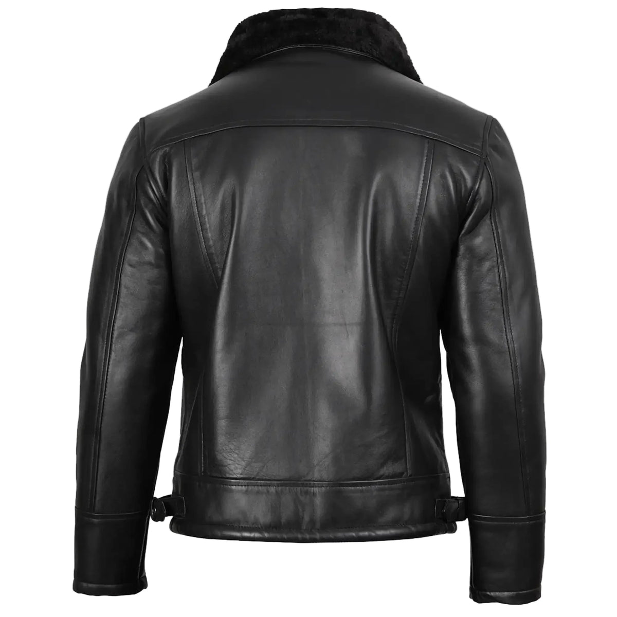 Sowachi Neldric - Men's Bomber Black Shearling Leather Jacket