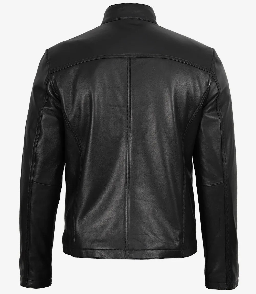 Sowachi Men's Biker Style Black Leather Jacket