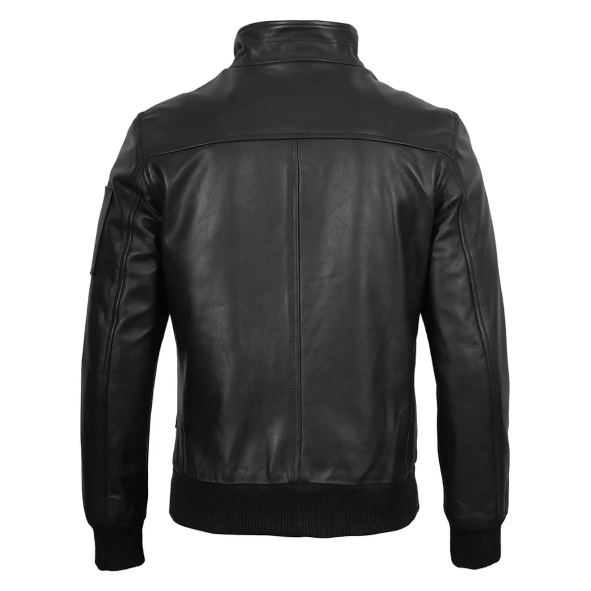 Sowachi Men's Black Sheepskin Leather Bomber Jacket