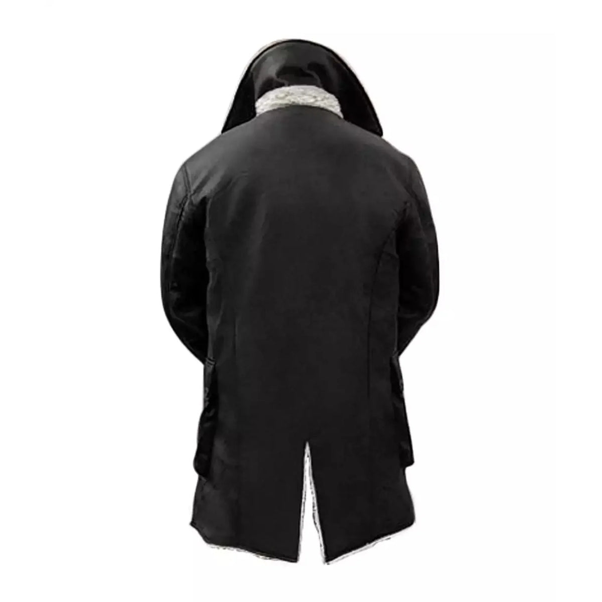 Sowachi Men's Black Sheepskin Leather Sherpa Coat