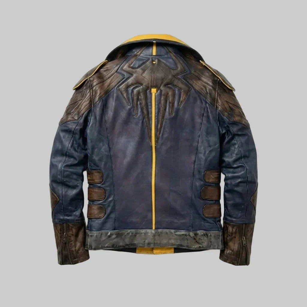 Sowachi Men's Blue Real Sheepskin Leather Video Game Inspired Jacket