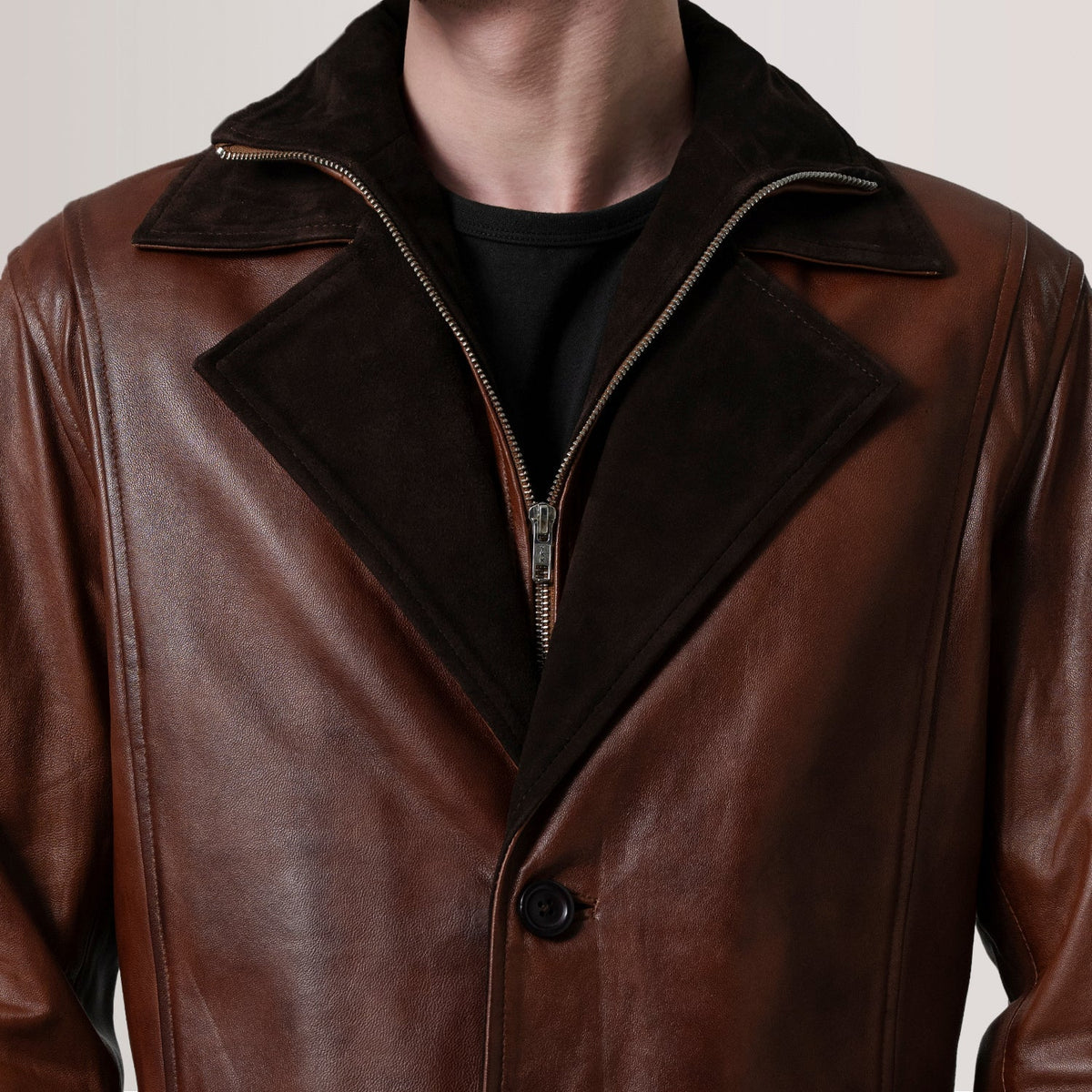 Sowachi Charlton Waxed Brown Leather Single Breasted Coat