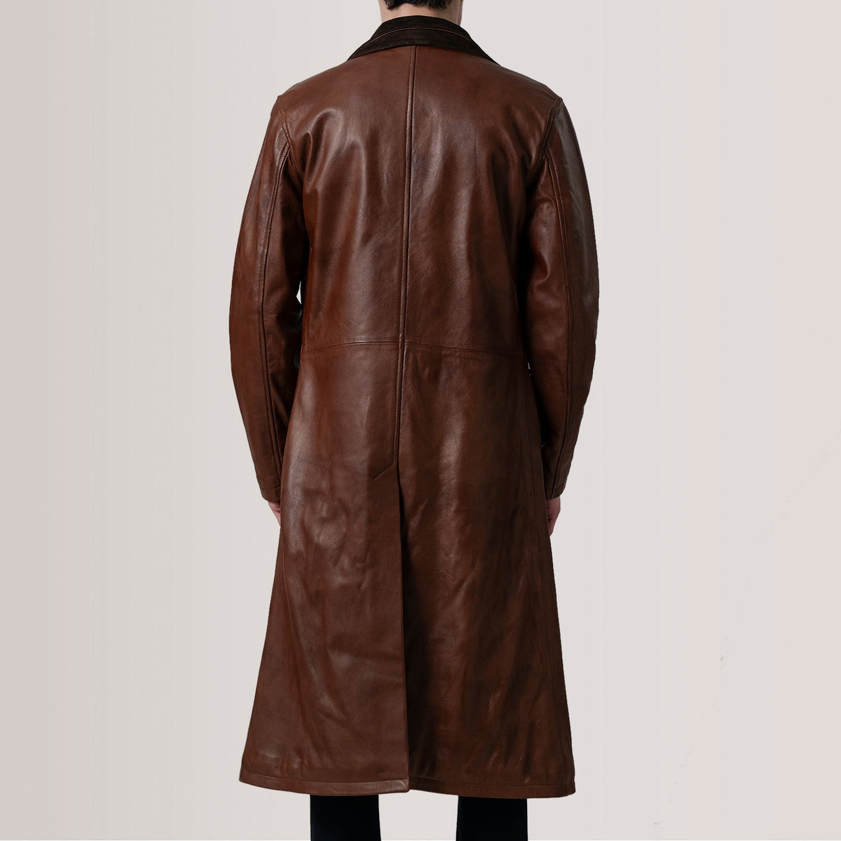 Sowachi Charlton Waxed Brown Leather Single Breasted Coat