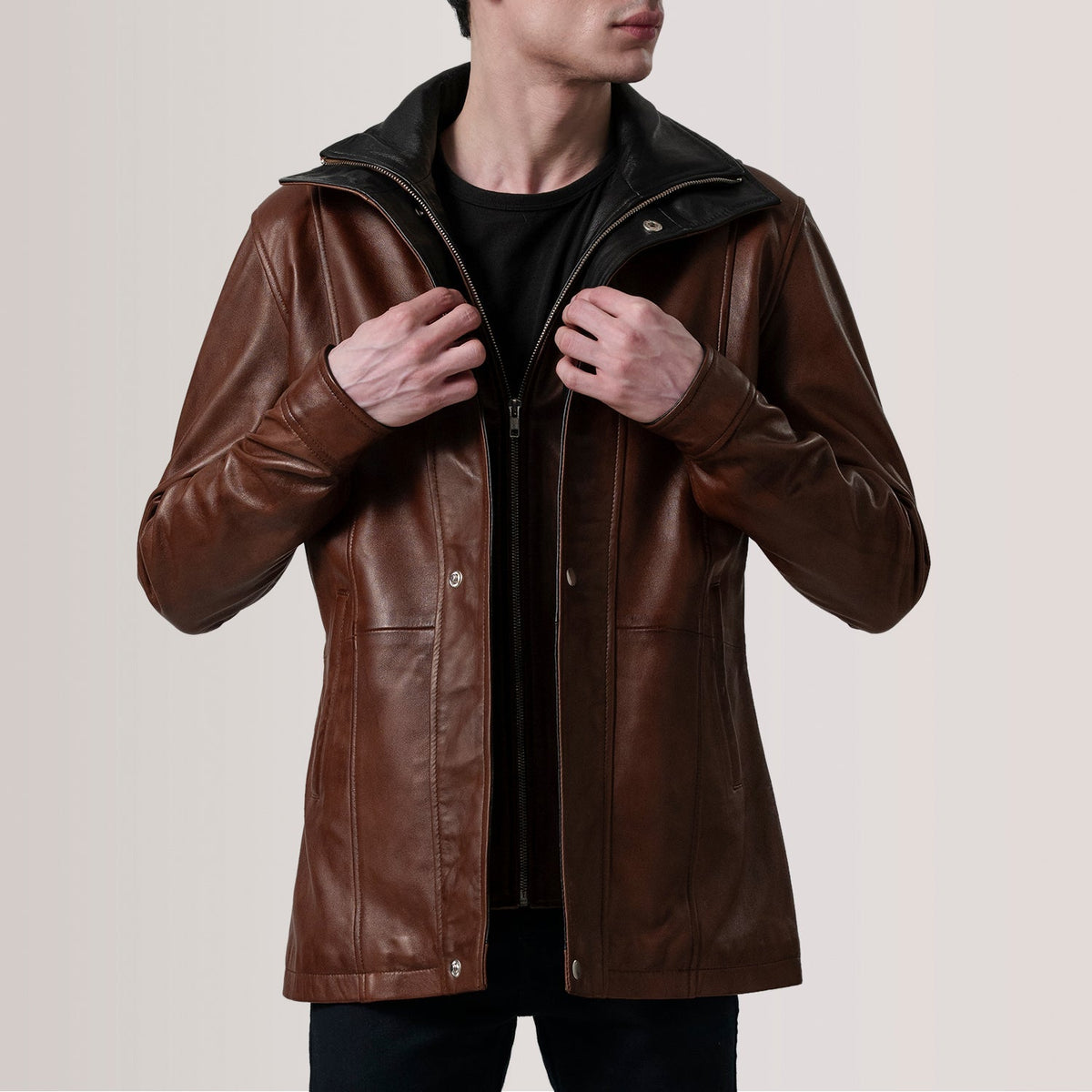 Sowachi Connor Waxed Brown Leather Coat