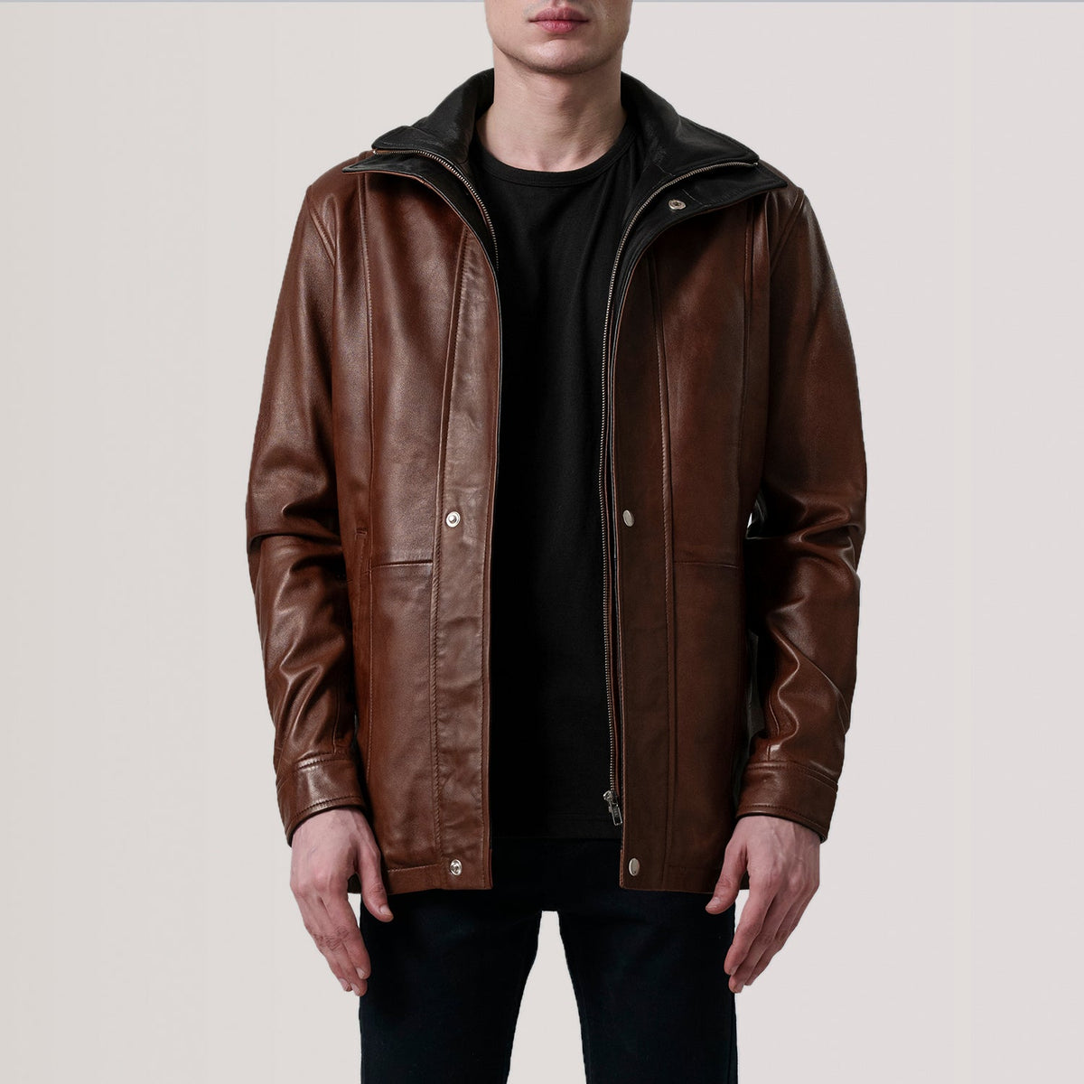 Sowachi Connor Waxed Brown Leather Coat