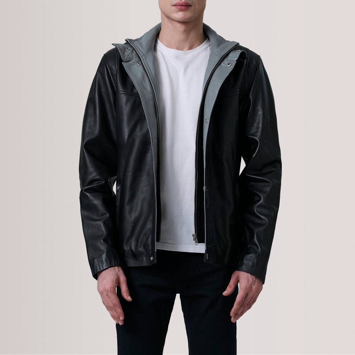 Sowachi Henrik Black Leather Cafe Racer Jacket