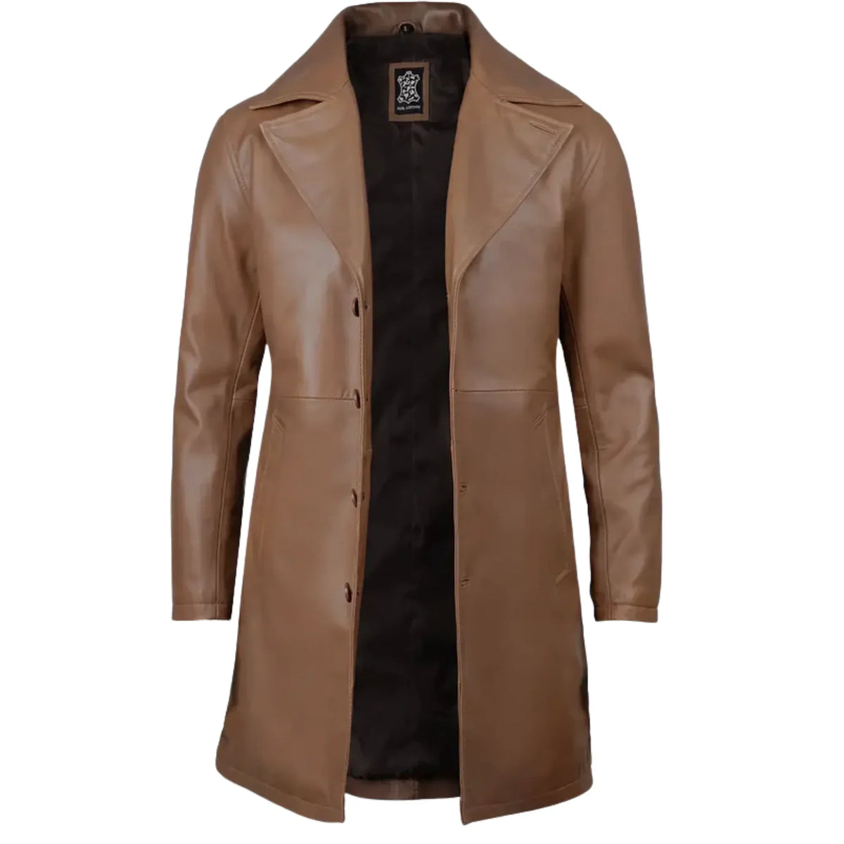 Sowachi Men's Jackson Long Length Brown Leather Car Coat