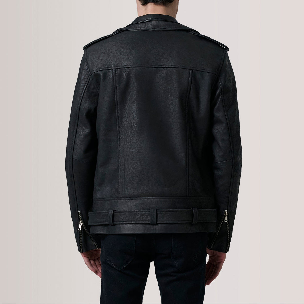 Sowachi Kole Distressed Black Leather Double Rider Jacket