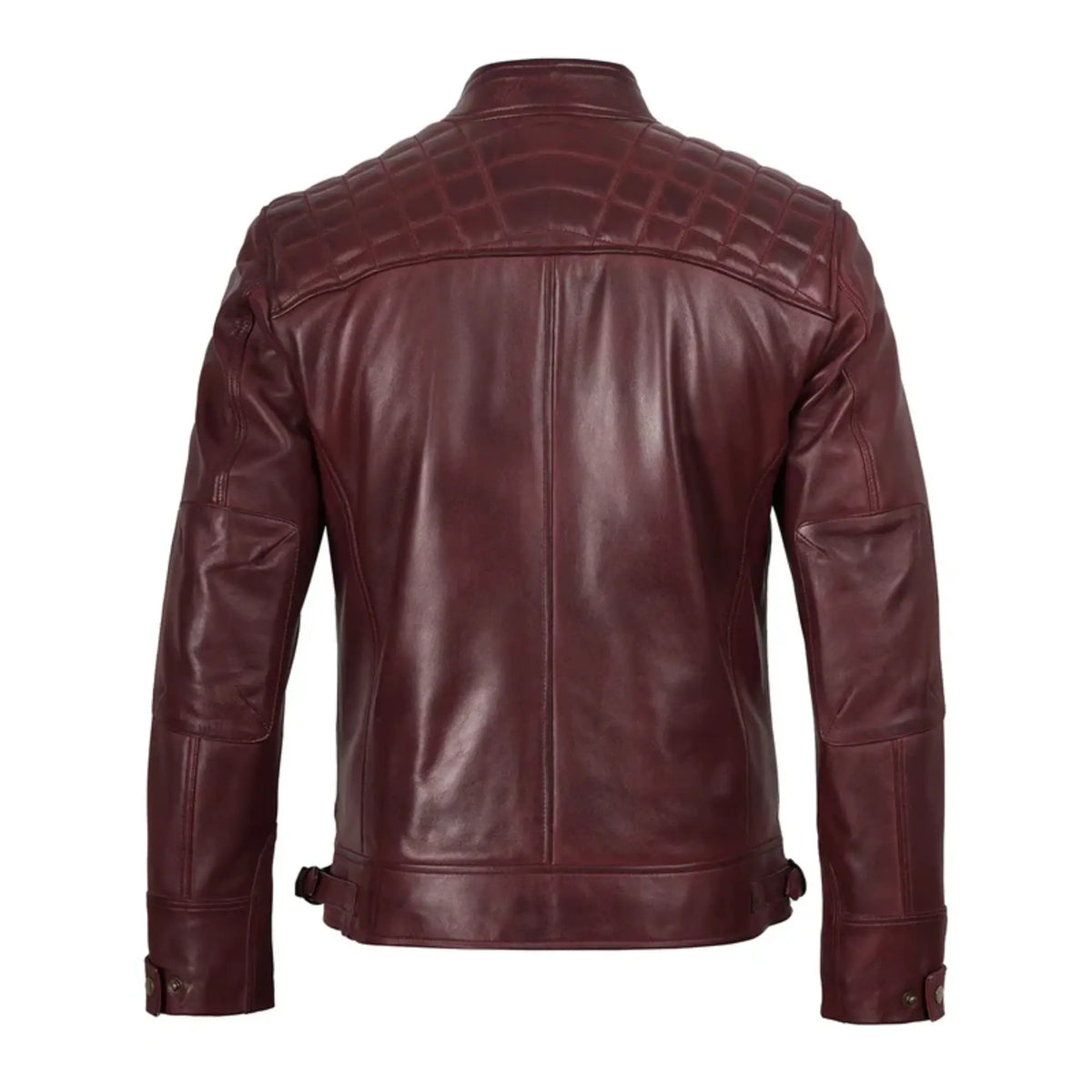 Sowachi Juluis - Men Maroon Quilted Biker Style Leather Jacket