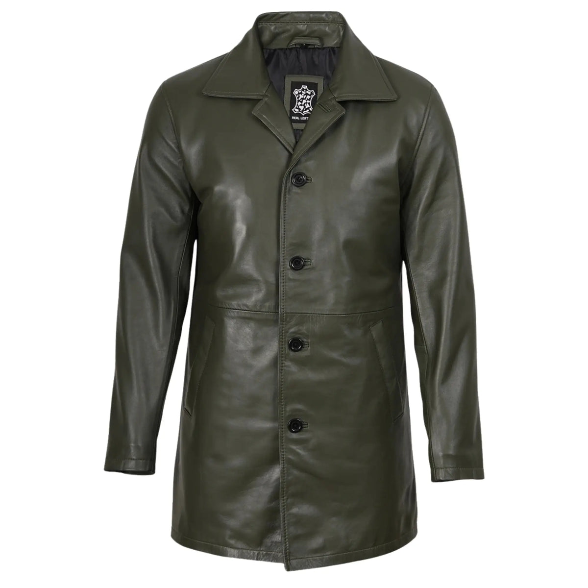 Varnell - Men's Olive Green Real Sheepskin Leather Coat