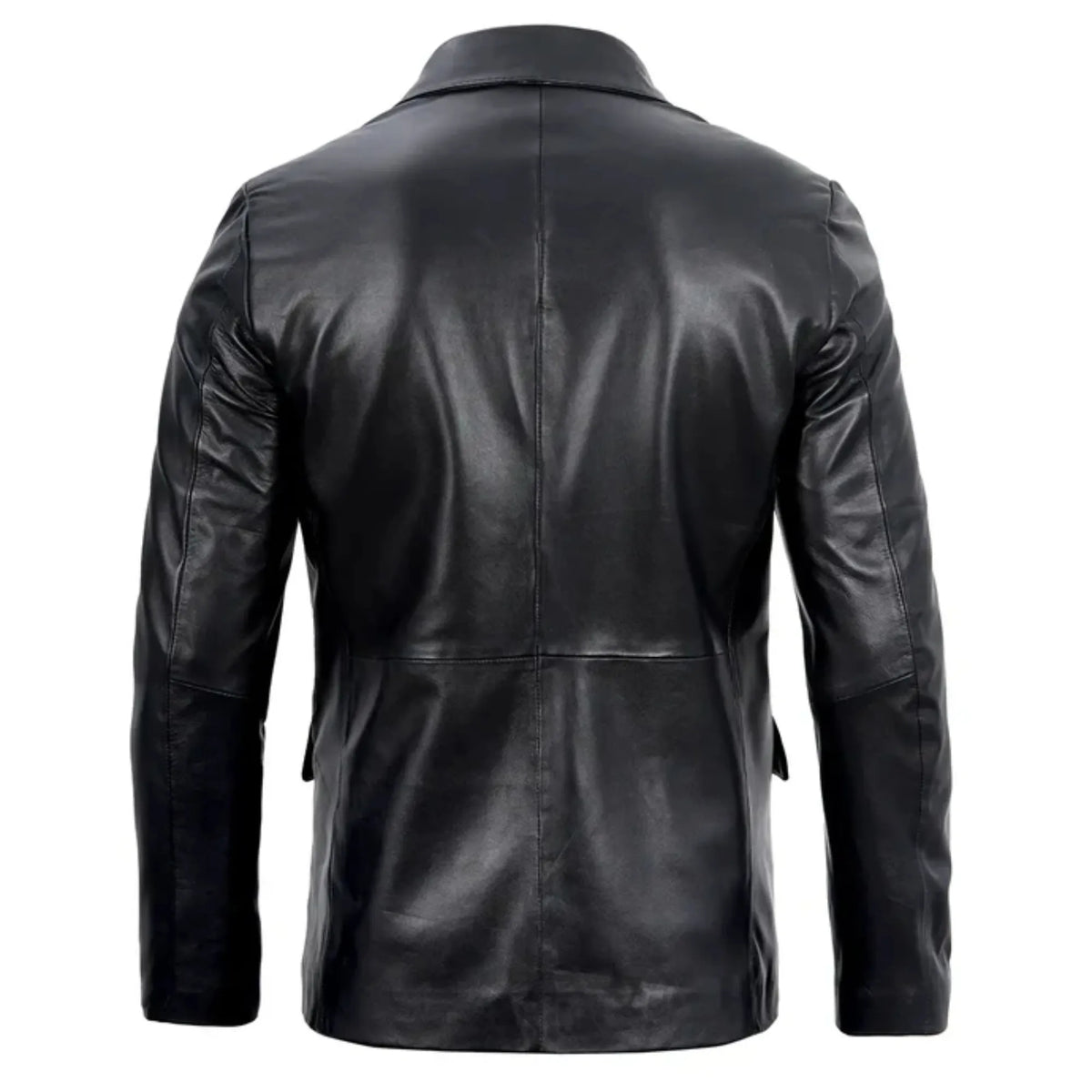 Sowachi Men's Real sheepskin Black Leather Blazer
