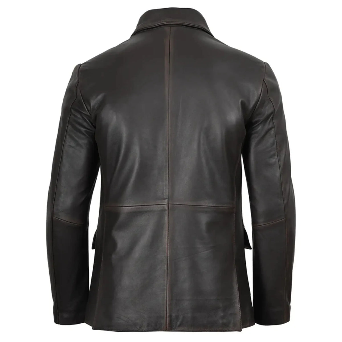 Sowachi Men's Rub Off Black Leather Blazer