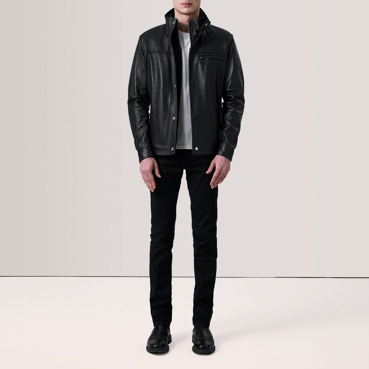 Sowachi Sean Black Leather Classic Jacket