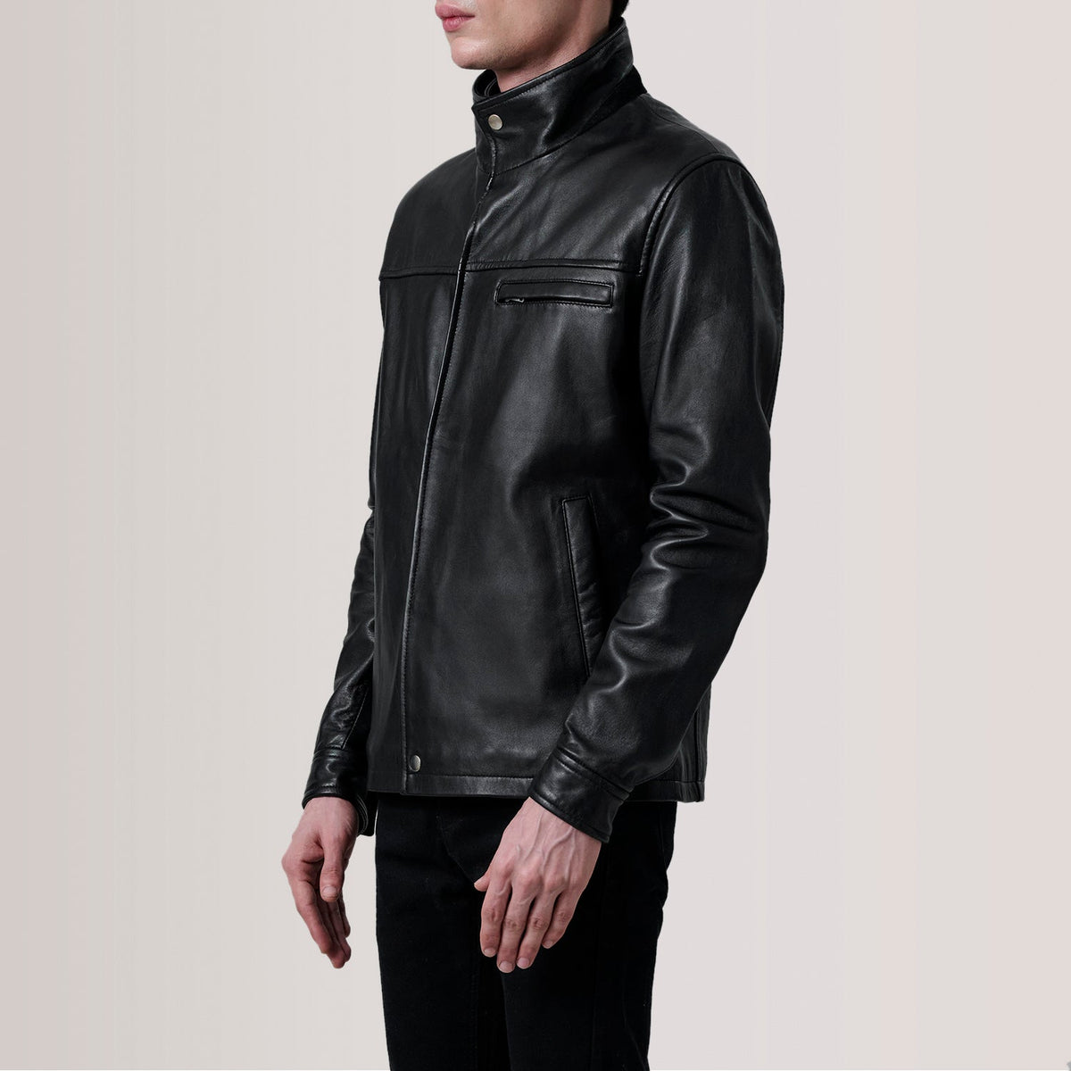 Sowachi Sean Black Leather Classic Jacket