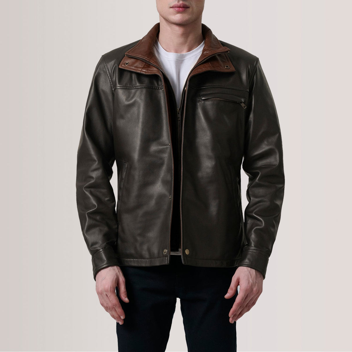 Sowachi Sean Brown Leather Classic Jacket
