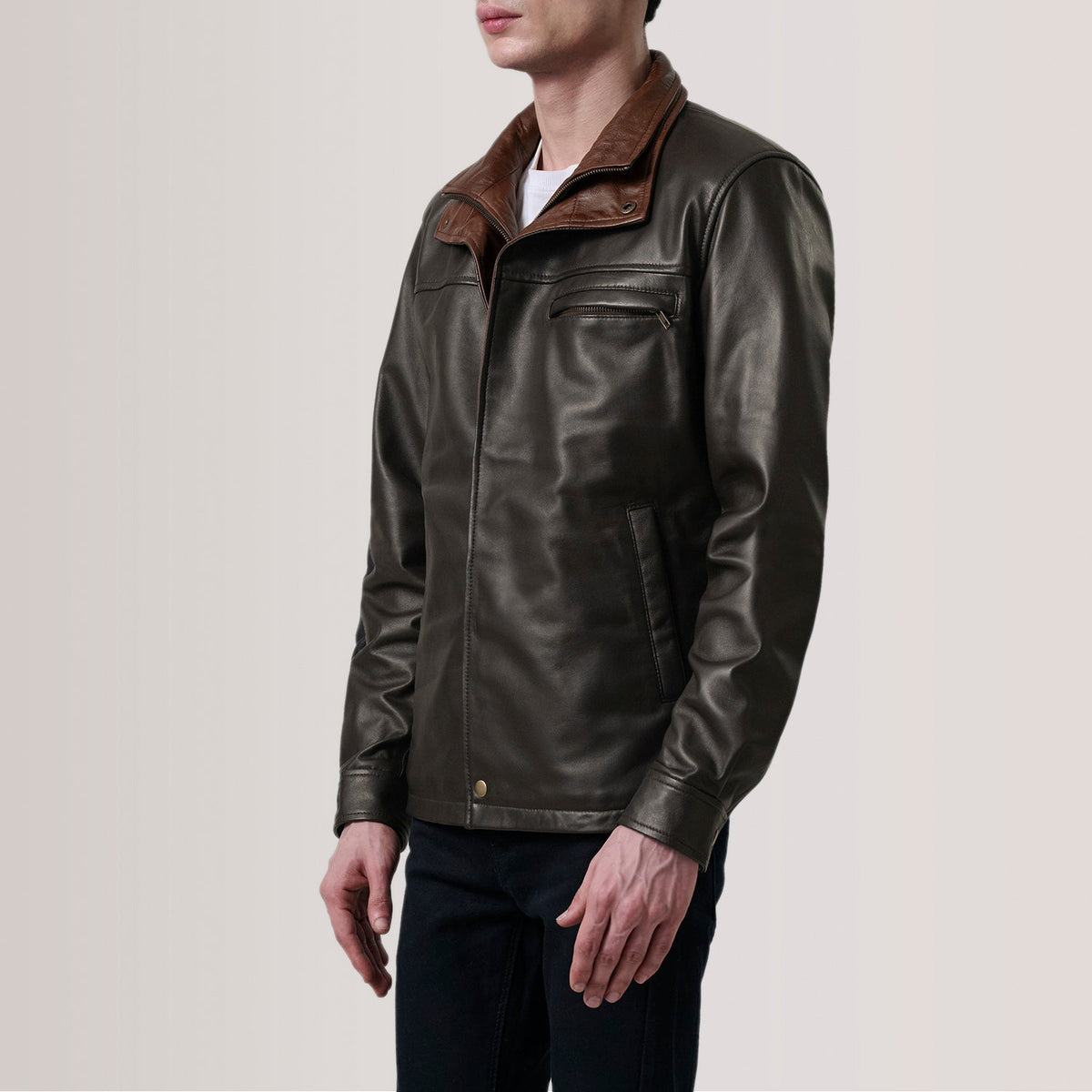 Sowachi Sean Brown Leather Classic Jacket