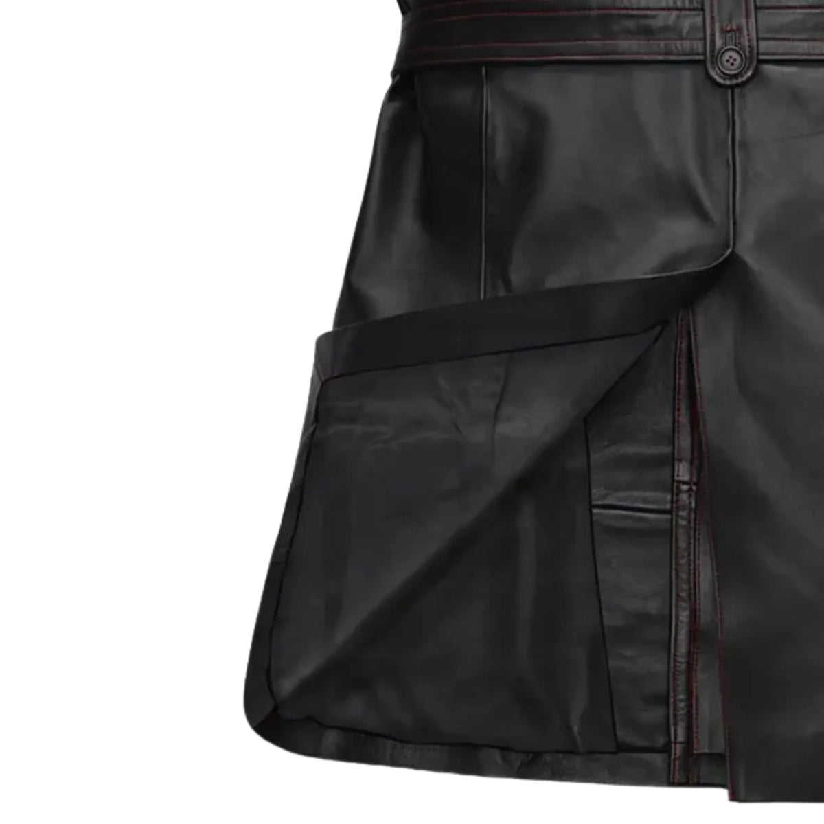 Sowachi Men's Sheepskin Leather Black Trench Coat