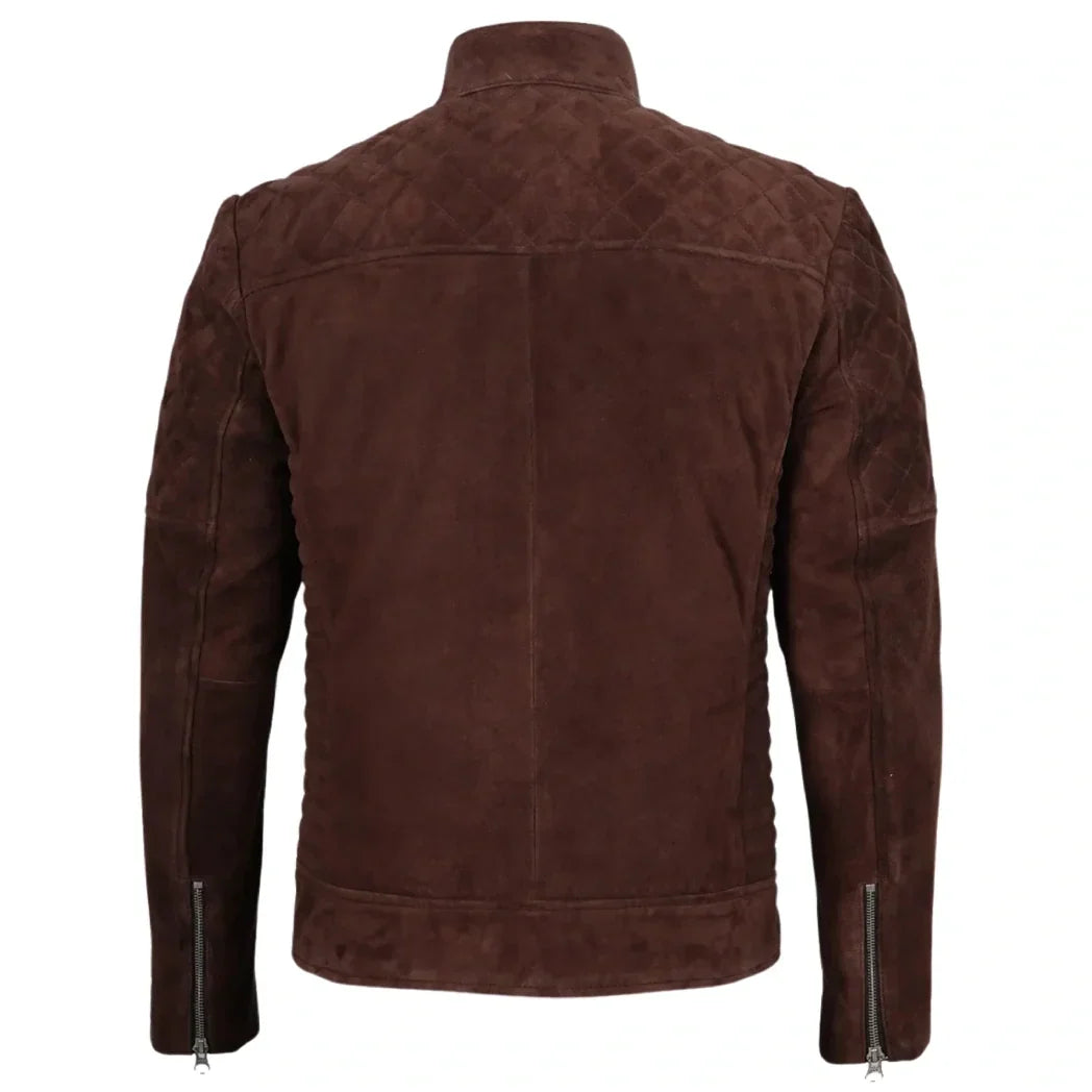 Sowachi Men's Top Notch Dark Brown Suede Leather Jacket