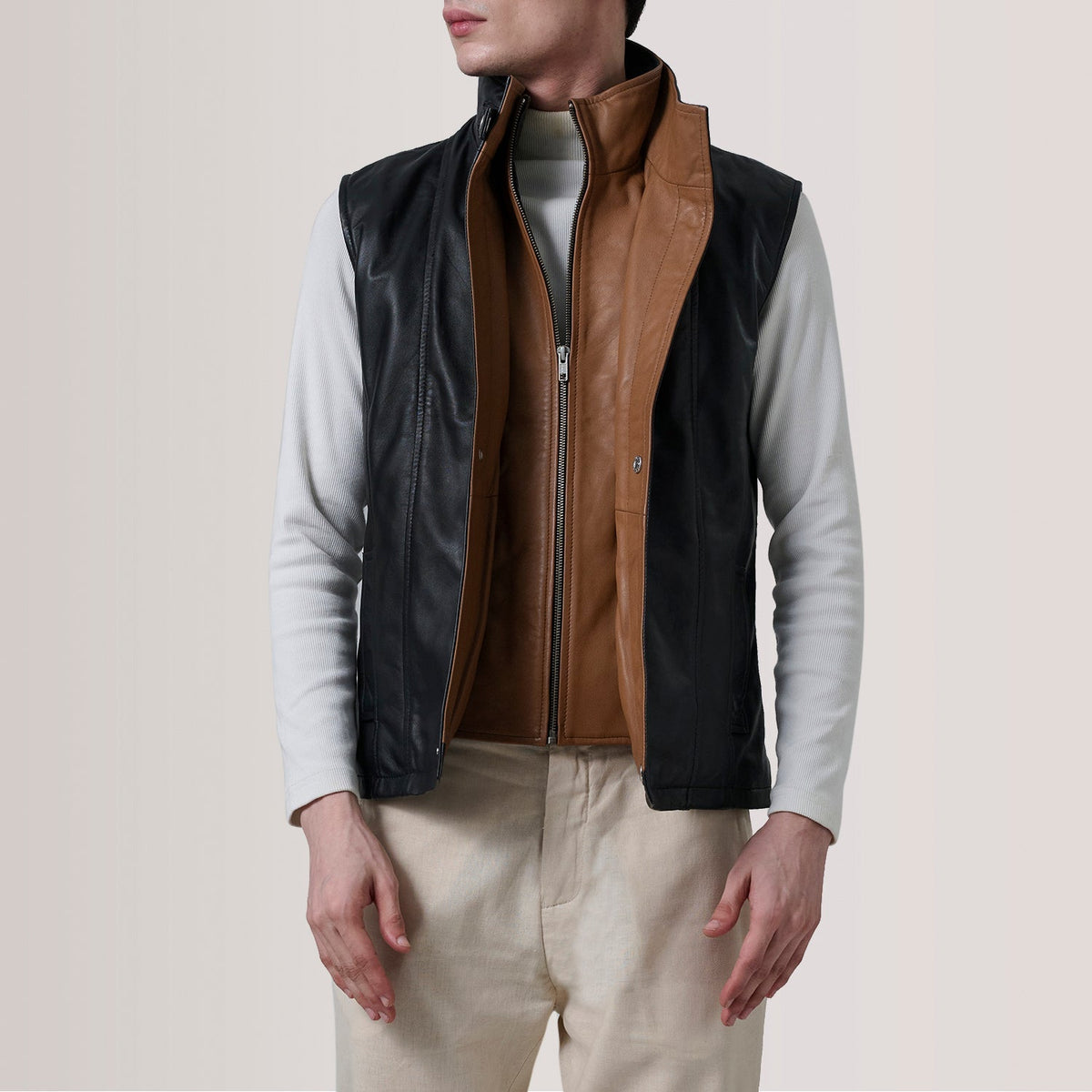 Sowachi Zane Black Leather Vest
