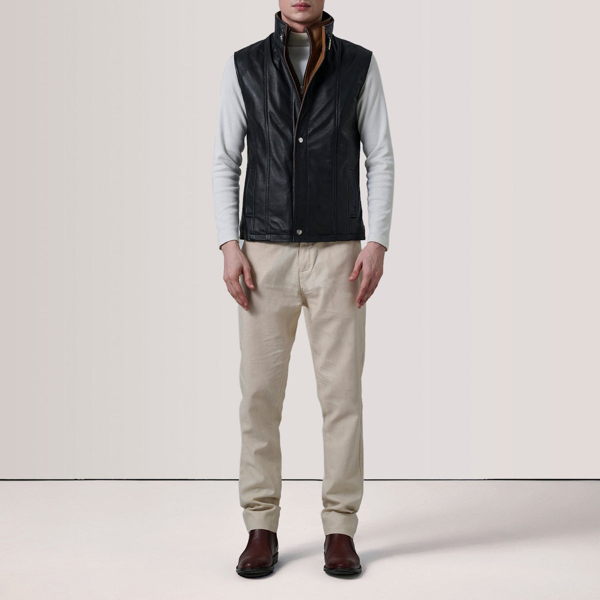Sowachi Zane Black Leather Vest