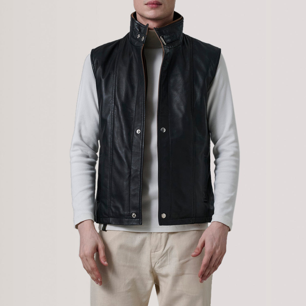 Sowachi Zane Black Leather Vest