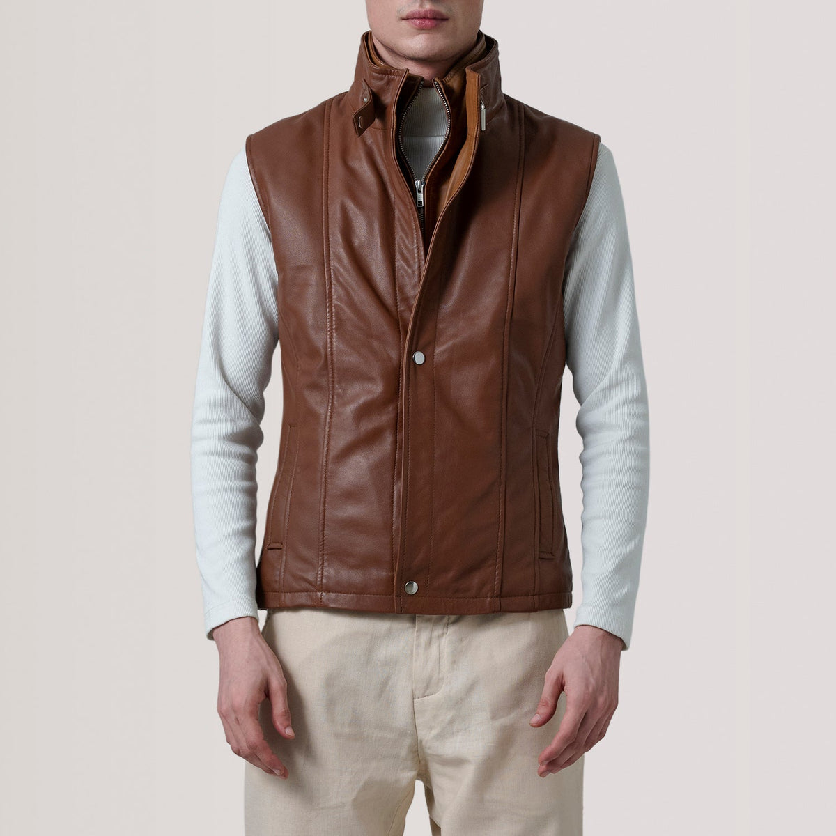 Sowachi Zane Waxed Brown Leather Vest