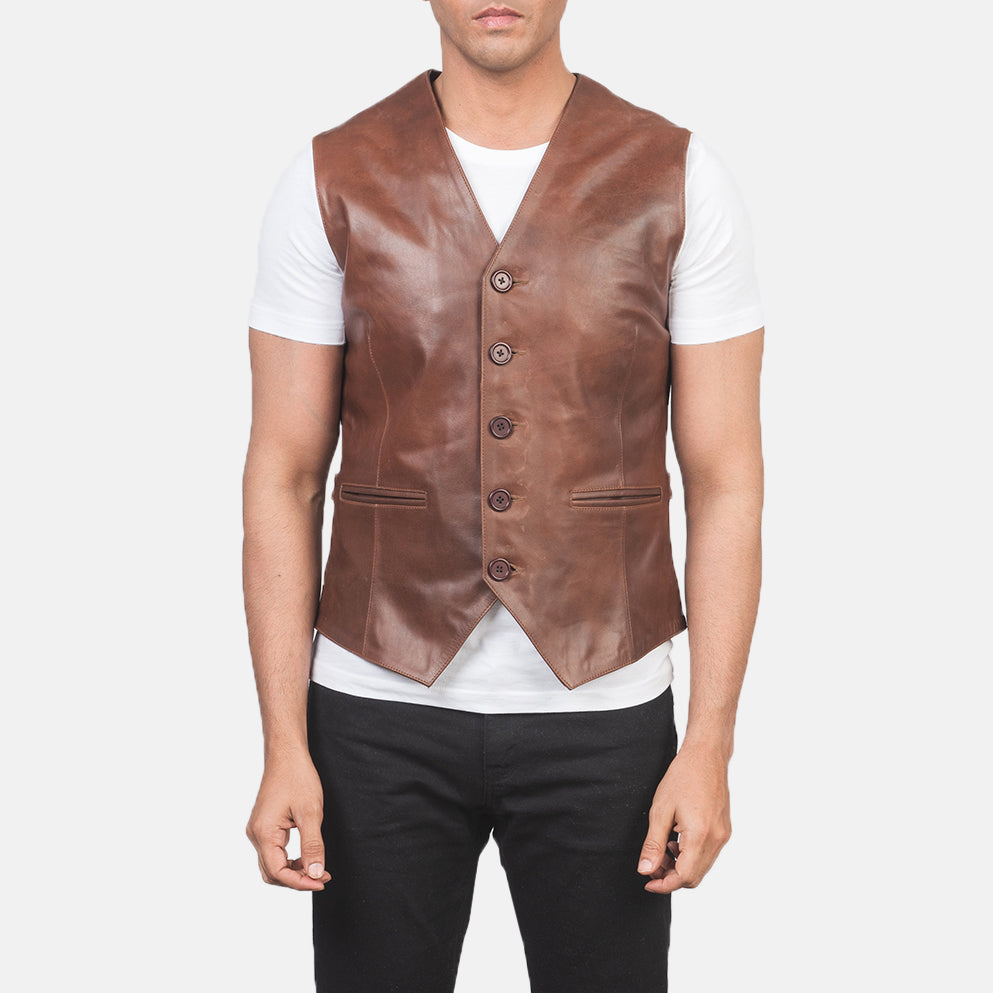 Sowachi Auden Brown Leather Vest