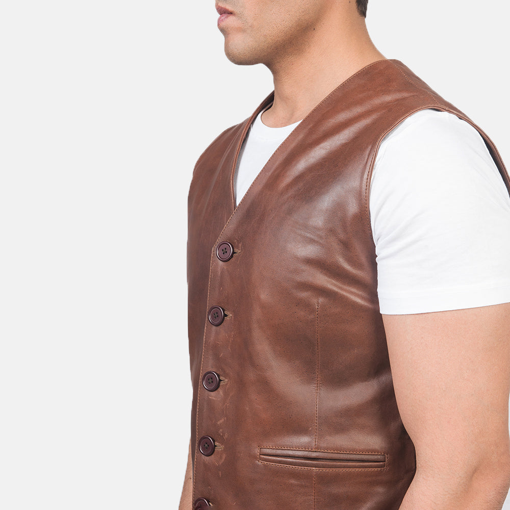 Sowachi Auden Brown Leather Vest