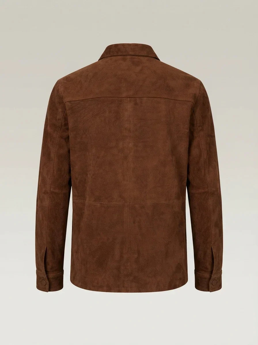 Sowachi Men’s Brown Goatskin Suede Leather Shirt