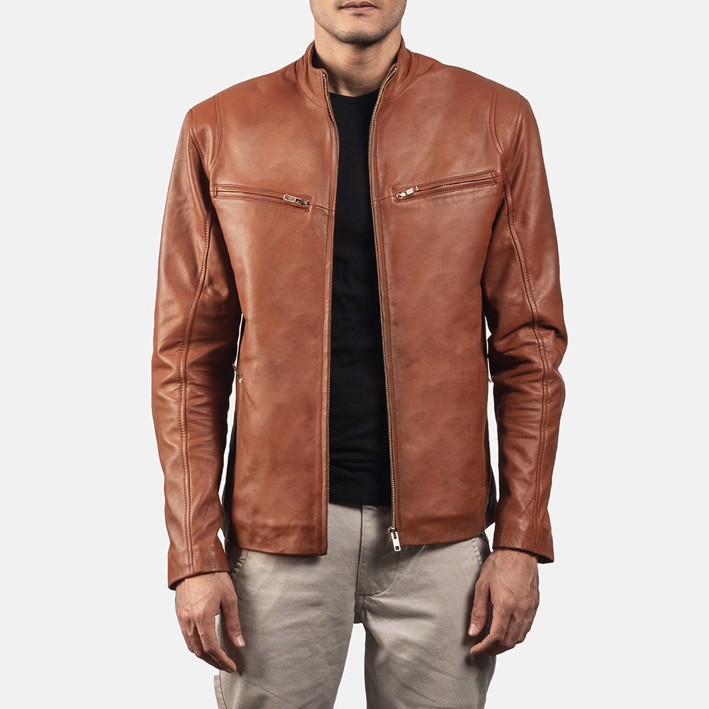 Sowachi [FS] Ionic Brown Leather Biker Jacket