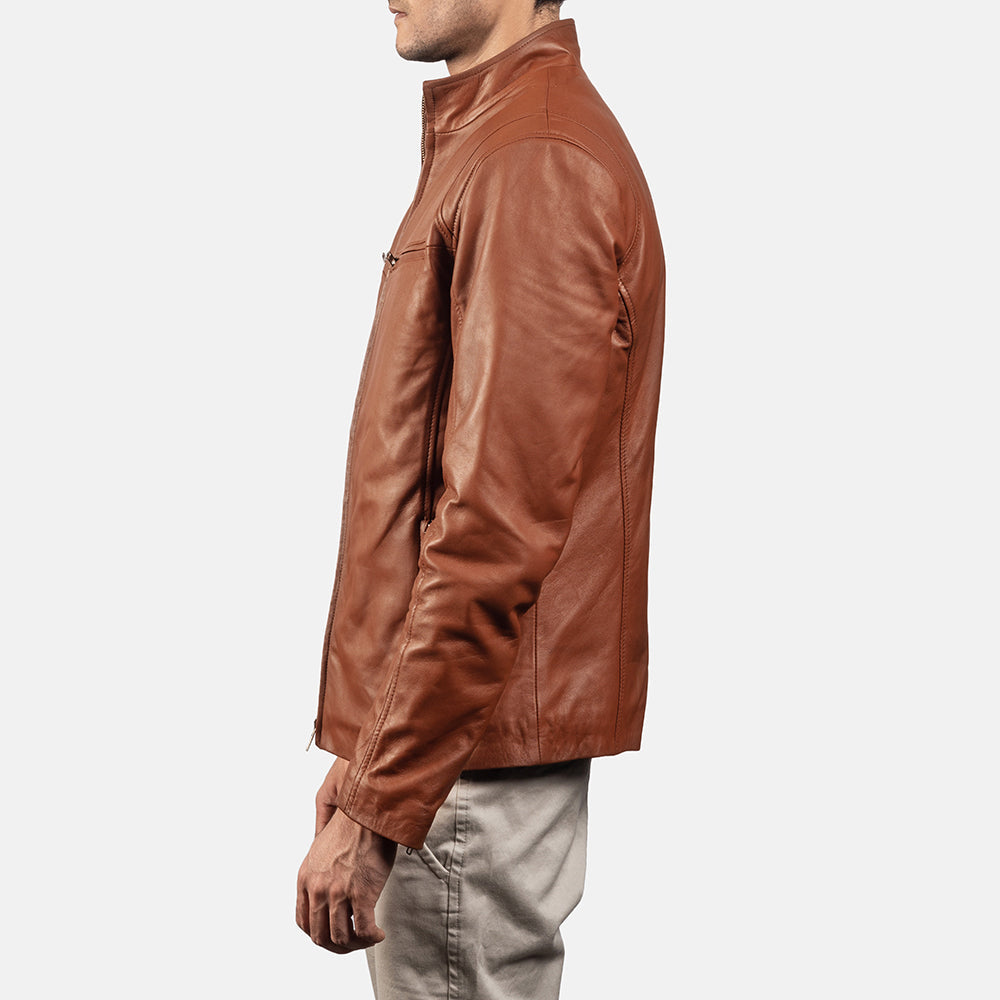 Sowachi [FS] Ionic Brown Leather Biker Jacket